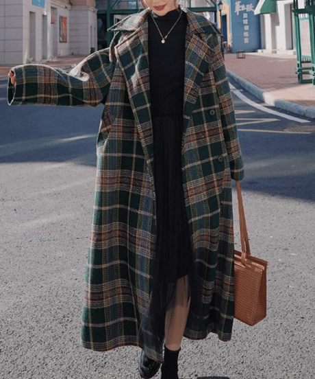 retro check trench coat　　IR1530