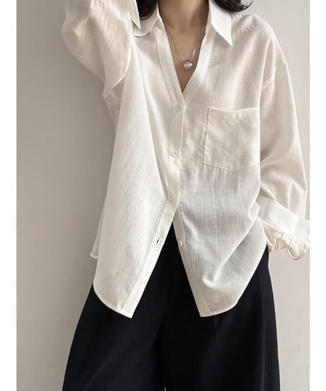 airy v-neck shirt /4color　IR1628