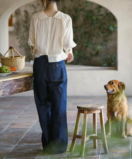 high waist denim wide pants　IR1403