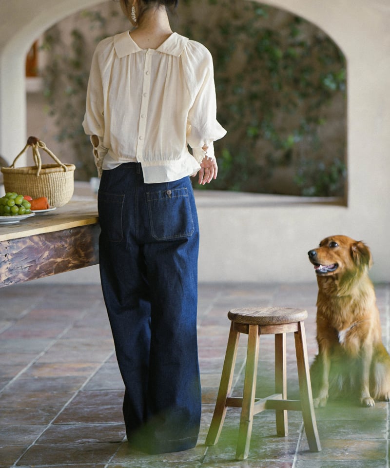 high waist denim wide pants IR1403 | irumoon