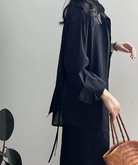 double ribbon back slit shirt /5color　　IR1667