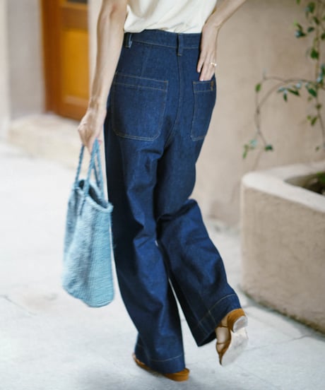 high waist denim wide pants　IR1403