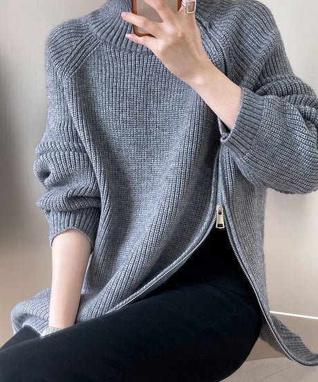 side zip high neck knit　　IR1459