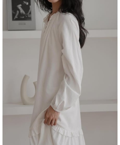 Frill gathered bohemian one piece　　IR1625