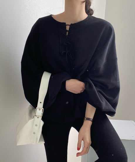 lace up sweat pullover　　IR1483