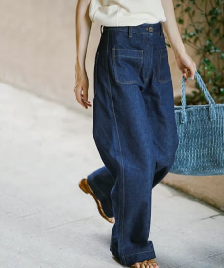 high waist denim wide pants　IR1403