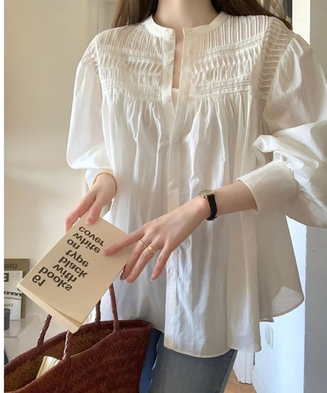 pintuck gathered blouse　　IR1597