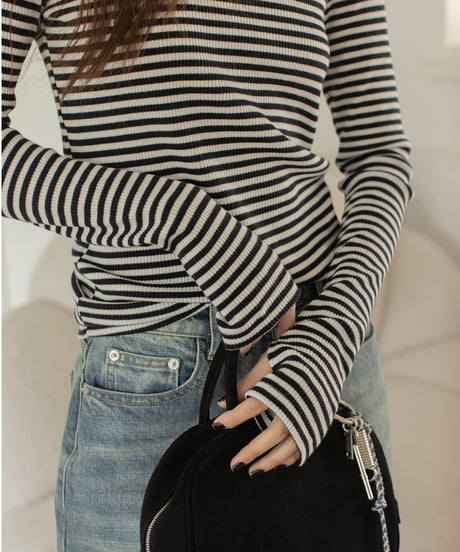 bottleneck border rib knit /2color　IR1587