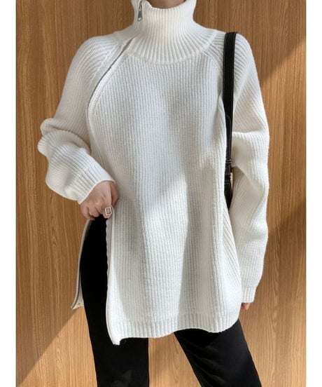 side zipper knit tops　　IR1514