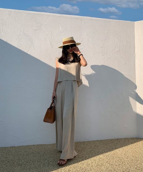 sleeveless tops&wide pants setup　　IR1377