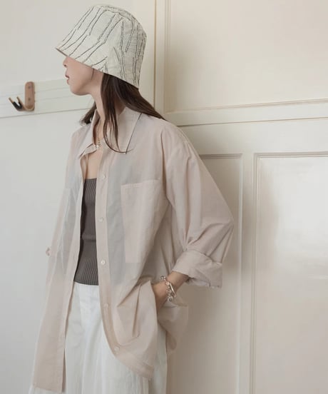 back slit ribbon sheer shirt /3color　　IR1666