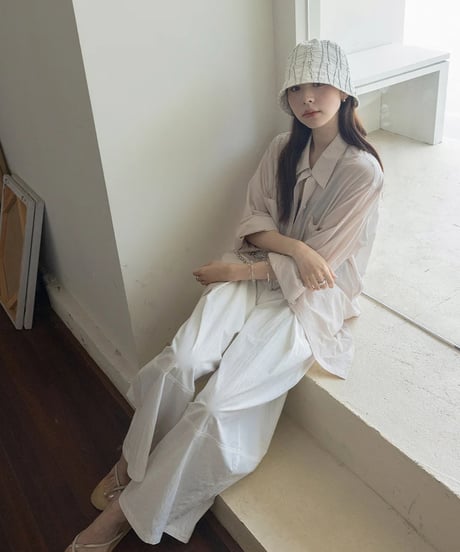 back slit ribbon sheer shirt /3color　　IR1666