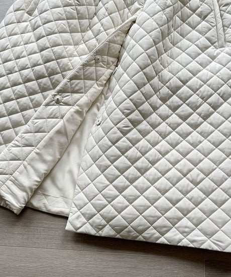 collarless quilted long coat /2color　IR1566