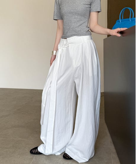 asymmetrical draped wide pants /3color　　IR1636