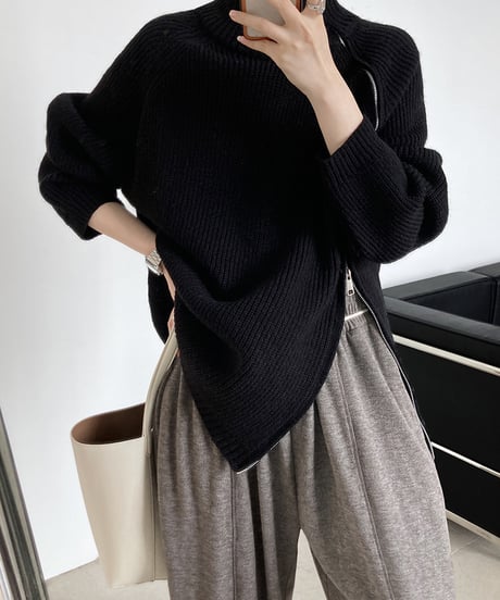 side zip high neck knit　　IR1459
