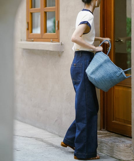 high waist denim wide pants　IR1403