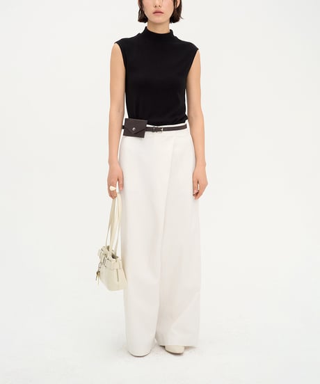 asymmetry cross wide pants + belt set/3color　IR1574
