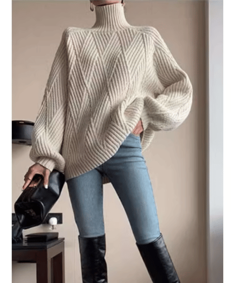 high neck diamond shape knit /2color　　IR1505
