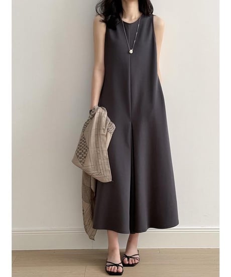 front tuck sleeveless op /2color　　IR1634