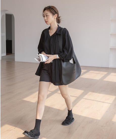 loose lapel cotton shirt　　IR1343