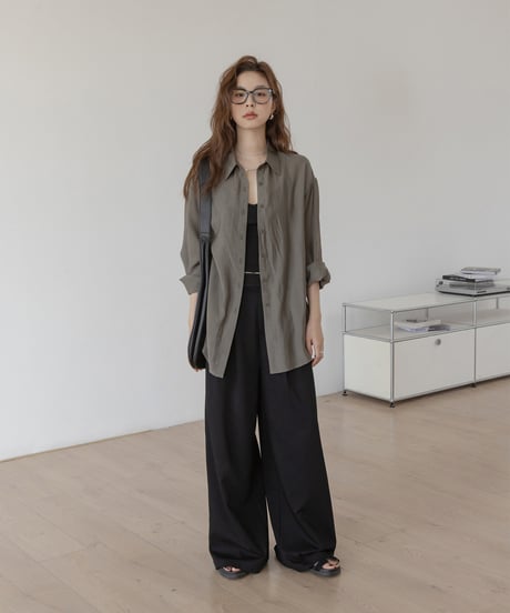 back slit sheer shirt　　IR1342