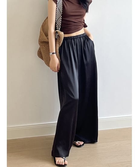 semi glossy wide pants　　IR1441
