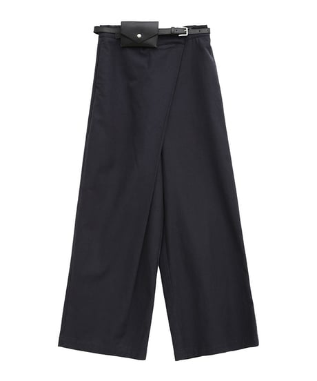 asymmetry cross wide pants + belt set/3color　IR1574