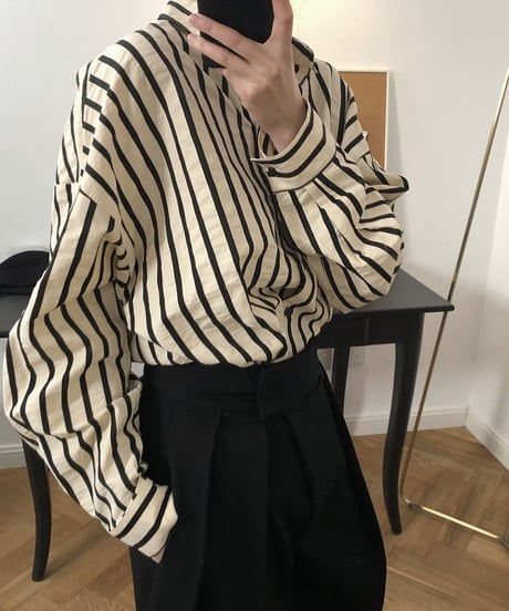 striped cotton shirt　　IR1485