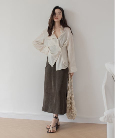 front accent striped 2way shirt　　IR1398