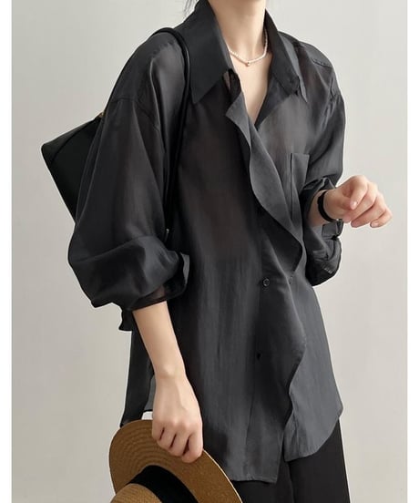 draped sheer big shirt /3color　　IR1609