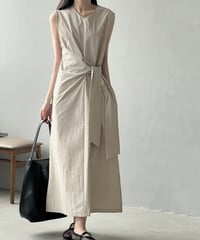 waste ribbon sleeveless one piece /2color　　IR1614