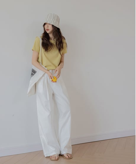 washed cotton feel loose drape pants　IR1381