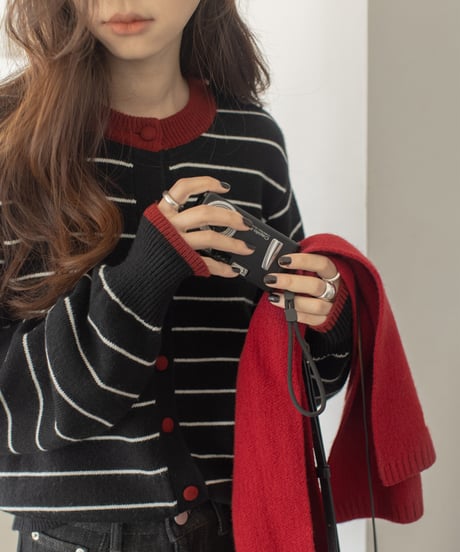 wool blend striped cardigan /3color　IR1569