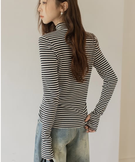 bottleneck border rib knit /2color　IR1587