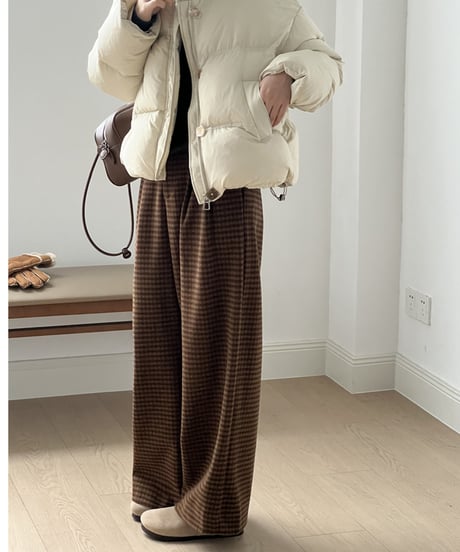 retro check tuck wide pants  /2color　IR1558