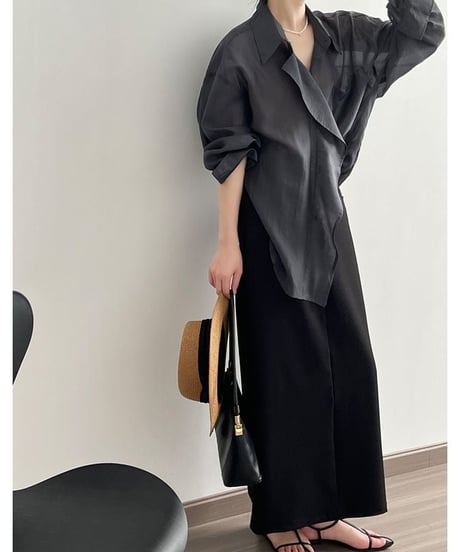 draped sheer big shirt /3color　　IR1609