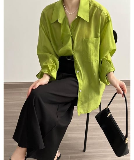 draped sheer big shirt /3color　　IR1609