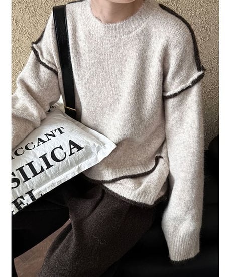drop shoulder stitch knit　　IR1545