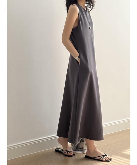 front tuck sleeveless op /2color　　IR1634
