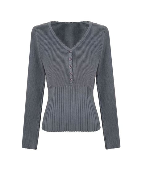 henry neck rib knit sew /3color　IR1575