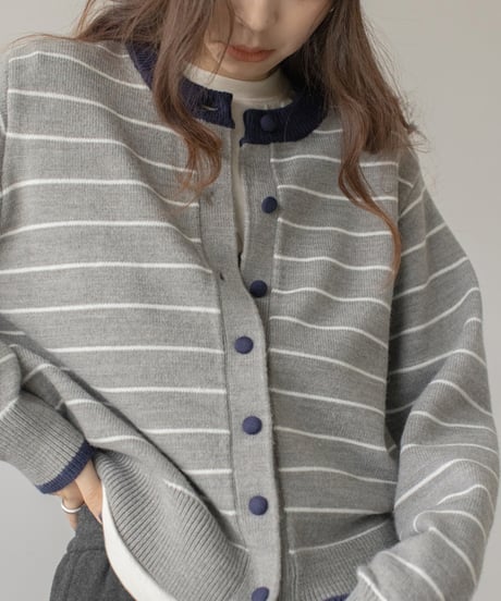 wool blend striped cardigan /3color　IR1569