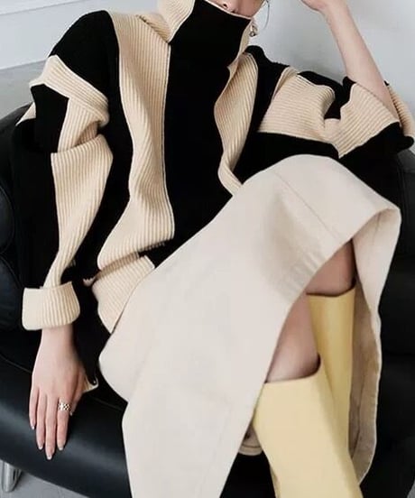 【完売】bicolor high neck knit　　IR1460