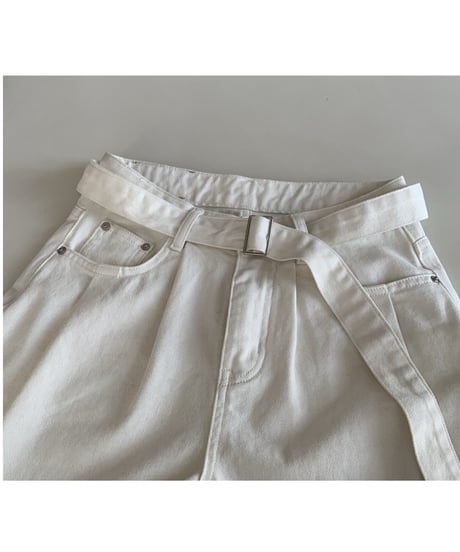 loose straight belt pants /3color　　IR1583
