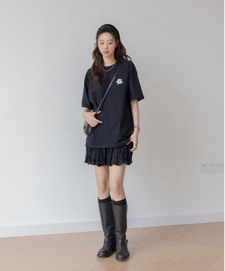 Flower pattern back print T-shirt　　IR1397