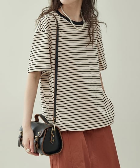 back slit border shirt　　IR1617