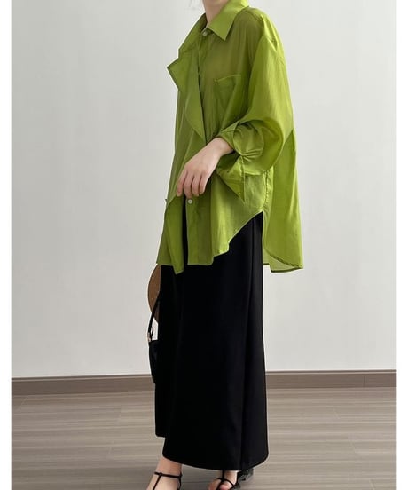 draped sheer big shirt /3color　　IR1609