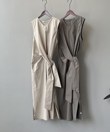 waste ribbon sleeveless one piece /2color　　IR1614