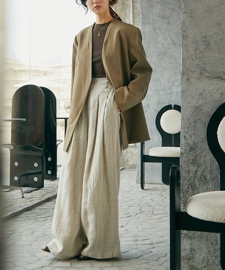 linen wide leg pants　　IR1491