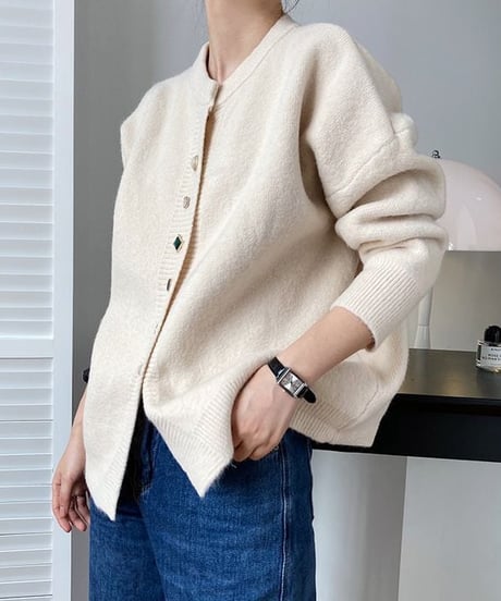 jewel button knit cardigan /4color　IR1565