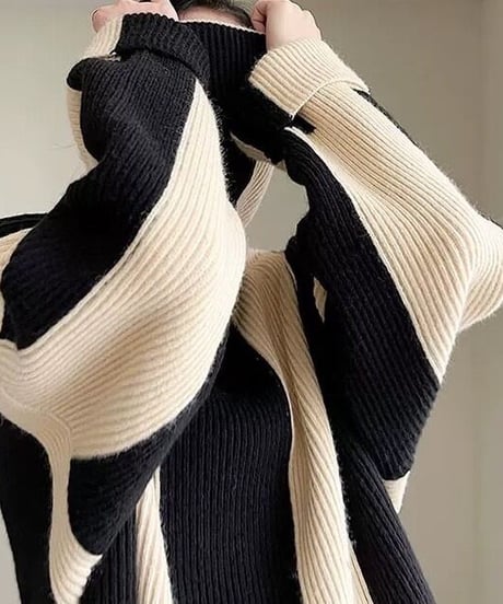 【完売】bicolor high neck knit　　IR1460